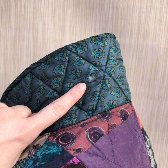 Jacket Quilted silk reversible bright green blue pink - Picture 8 of 16